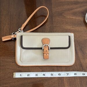 Coach Cream and Tan Clutch with Leather Accents